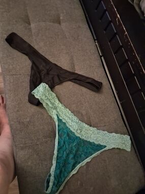 No Boundaries Lace Thong - Teal & Black